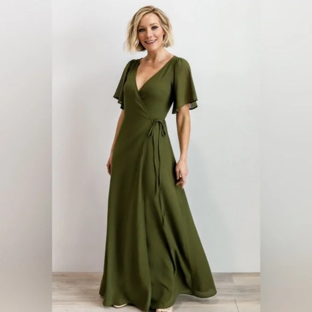 Baltic Born Ivy Wrap Dress - Olive - Picture 2 of 7